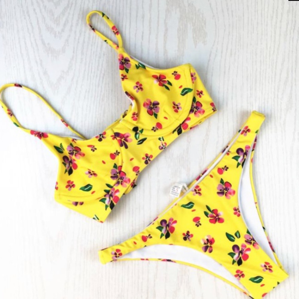 Yellow floral bikini